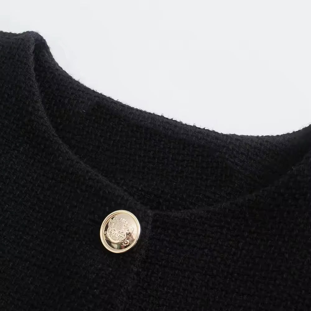 BLACK TWEED CROP BLAZER AND MINI SKORT CO-ORD