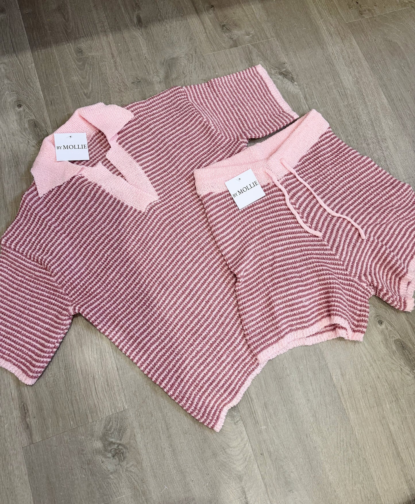 PINK STRIPE SHIRT AND SHORT CO-ORD