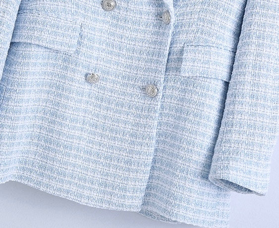 BABY BLUE TWEED BLAZER