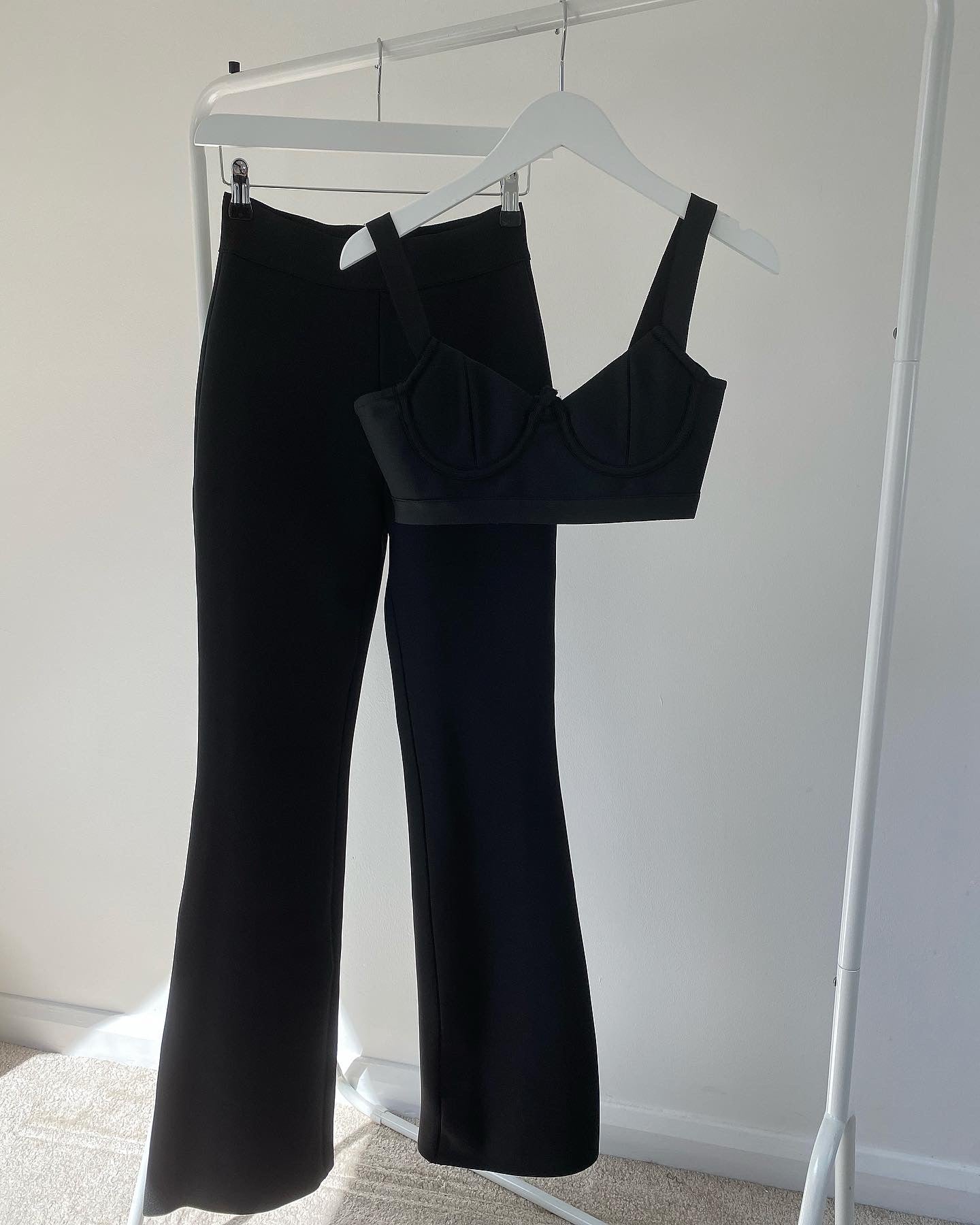 BLACK BANDAGE BRALET AND FLARE TROUSER CO-ORD
