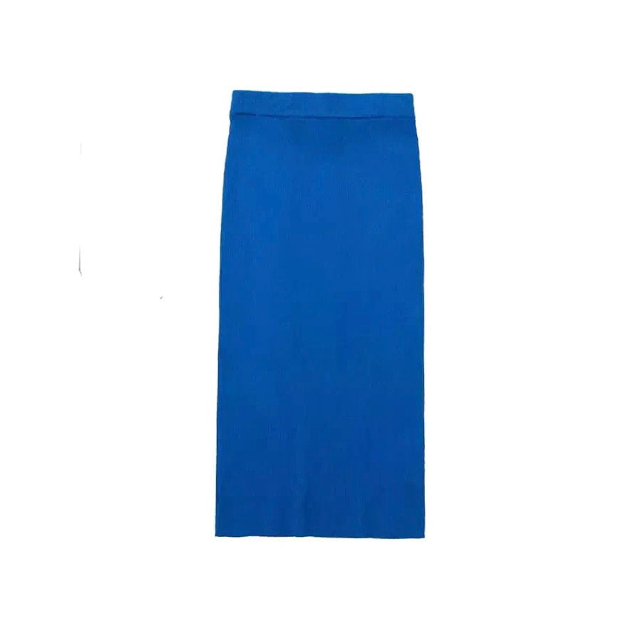 BLUE LONG SLEEVE KNIT TOP AND SKIRT CO-ORD