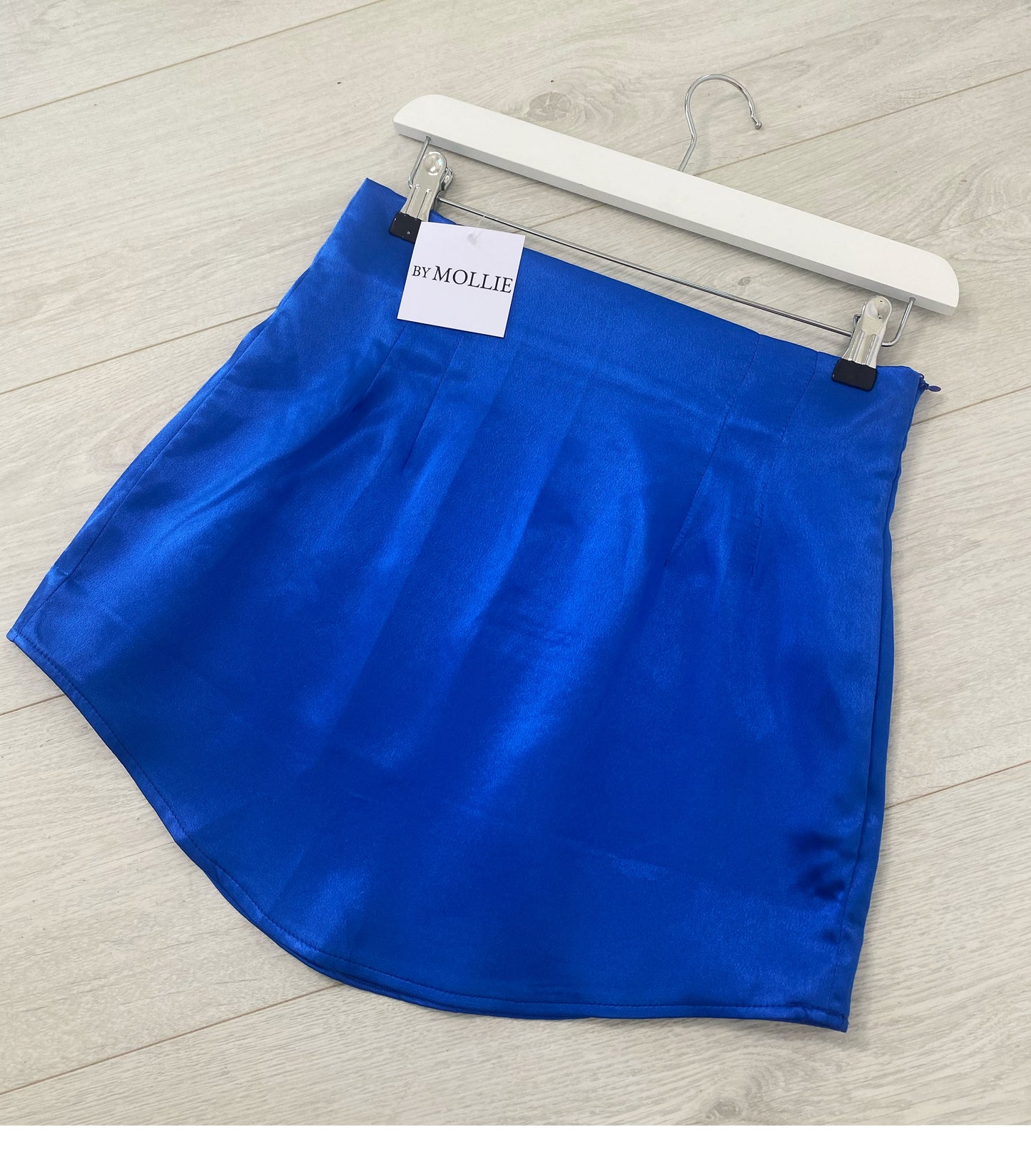 BLUE SATIN MINI SKIRT