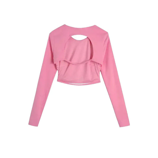 BABY PINK BACKLESS CROP TOP AND RUCHED MINI SKIRT CO-ORD