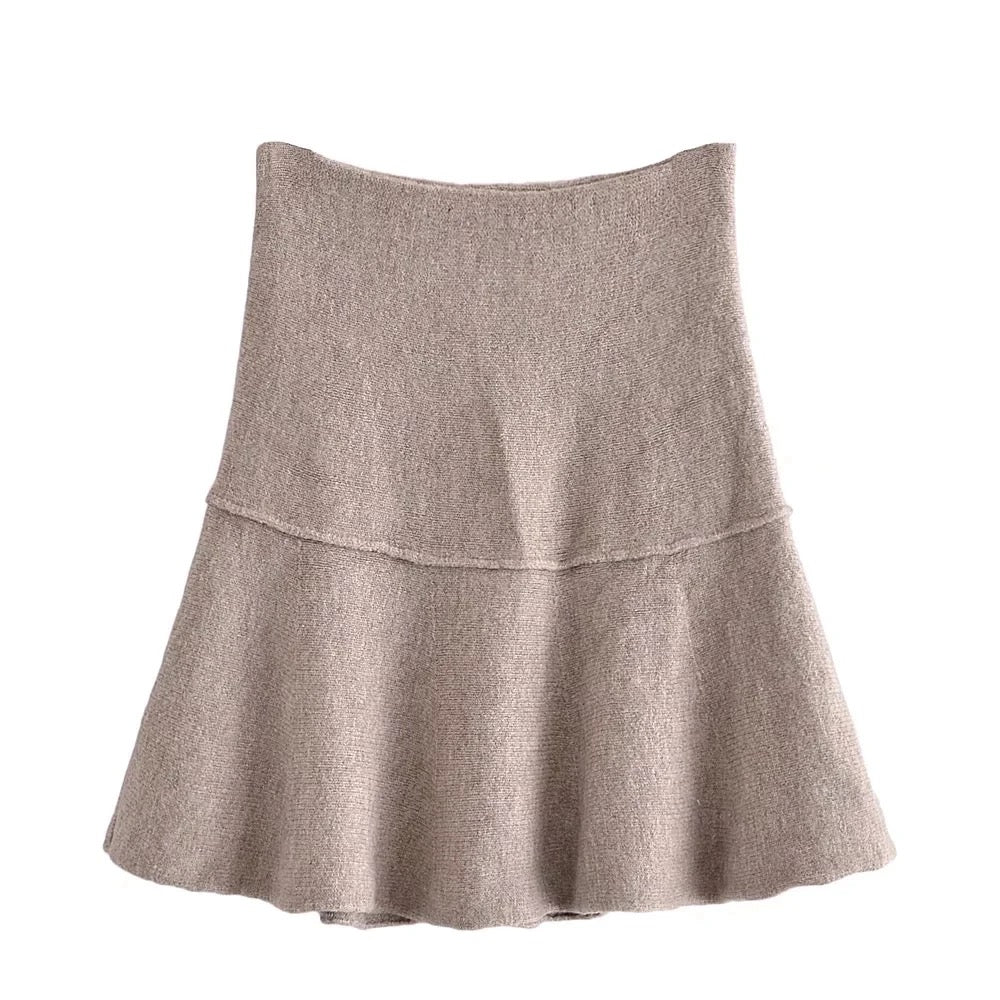 TAUPE KNIT JUMPER AND MINI SKIRT CO-ORD