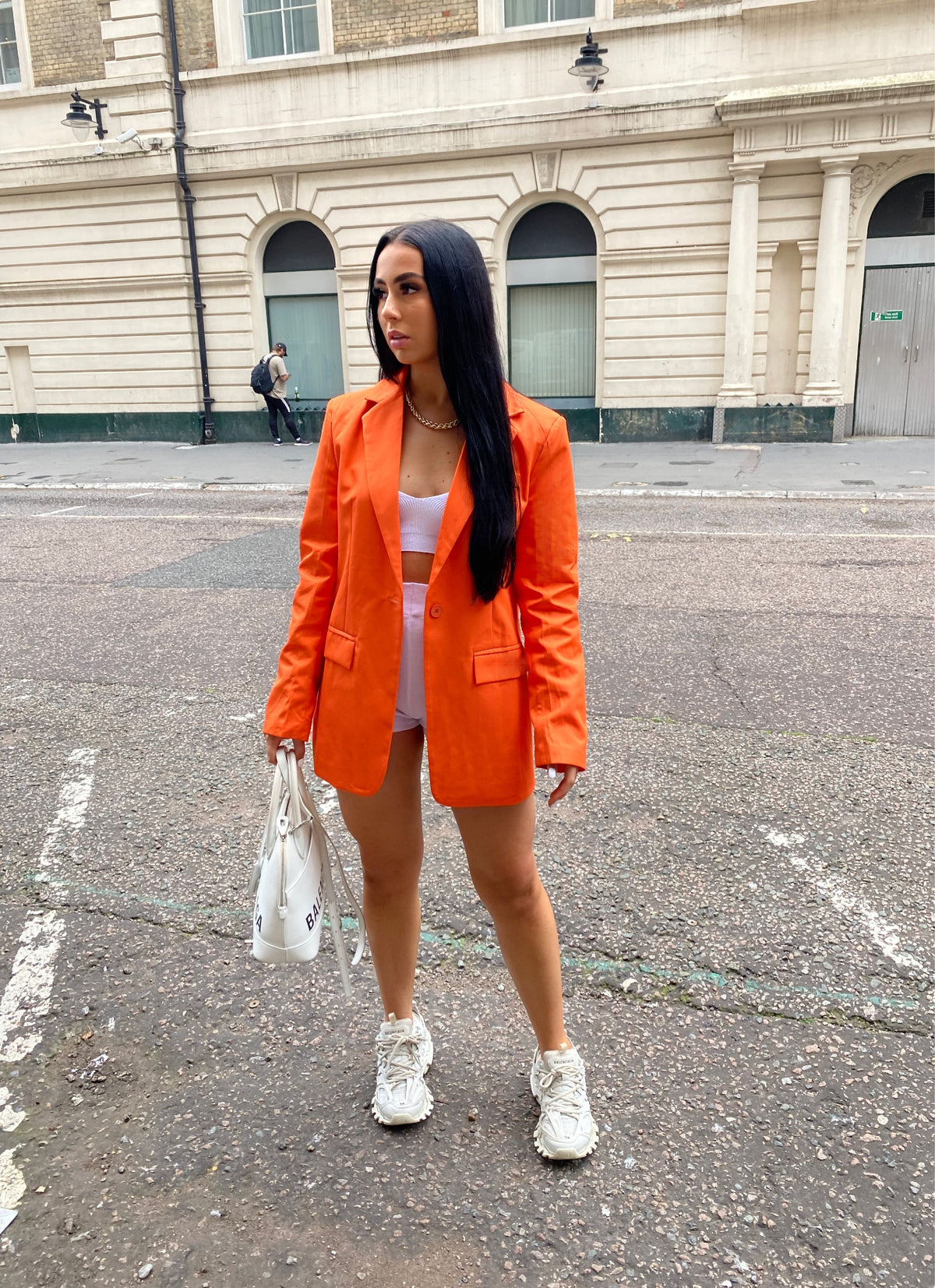 ORANGE OVERSIZED SHOULDER PADDED BLAZER