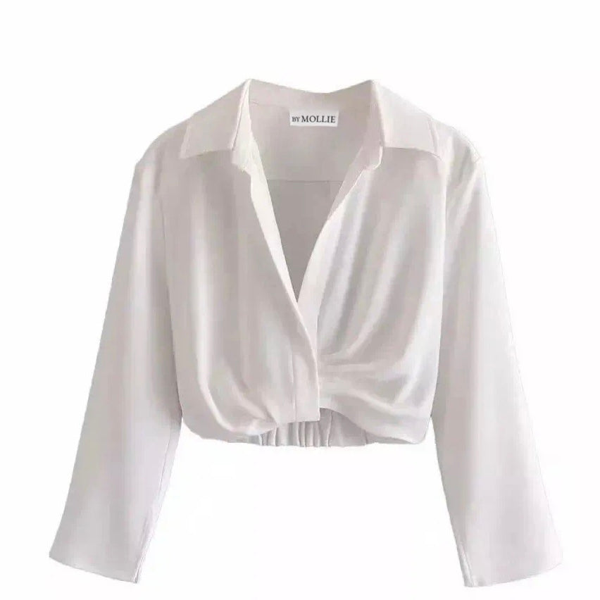 WHITE CROP SHIRT AND SIDE SPLIT MIDI SKIRT CO-ORD