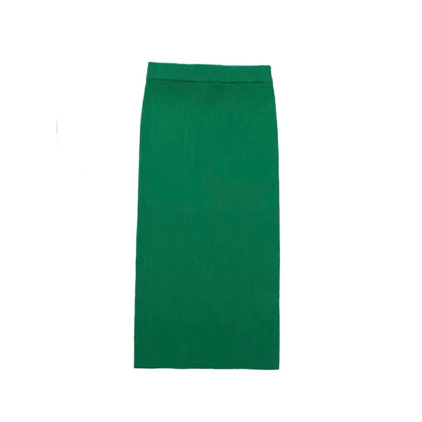 GREEN LONG SLEEVE KNIT TOP AND SKIRT CO-ORD