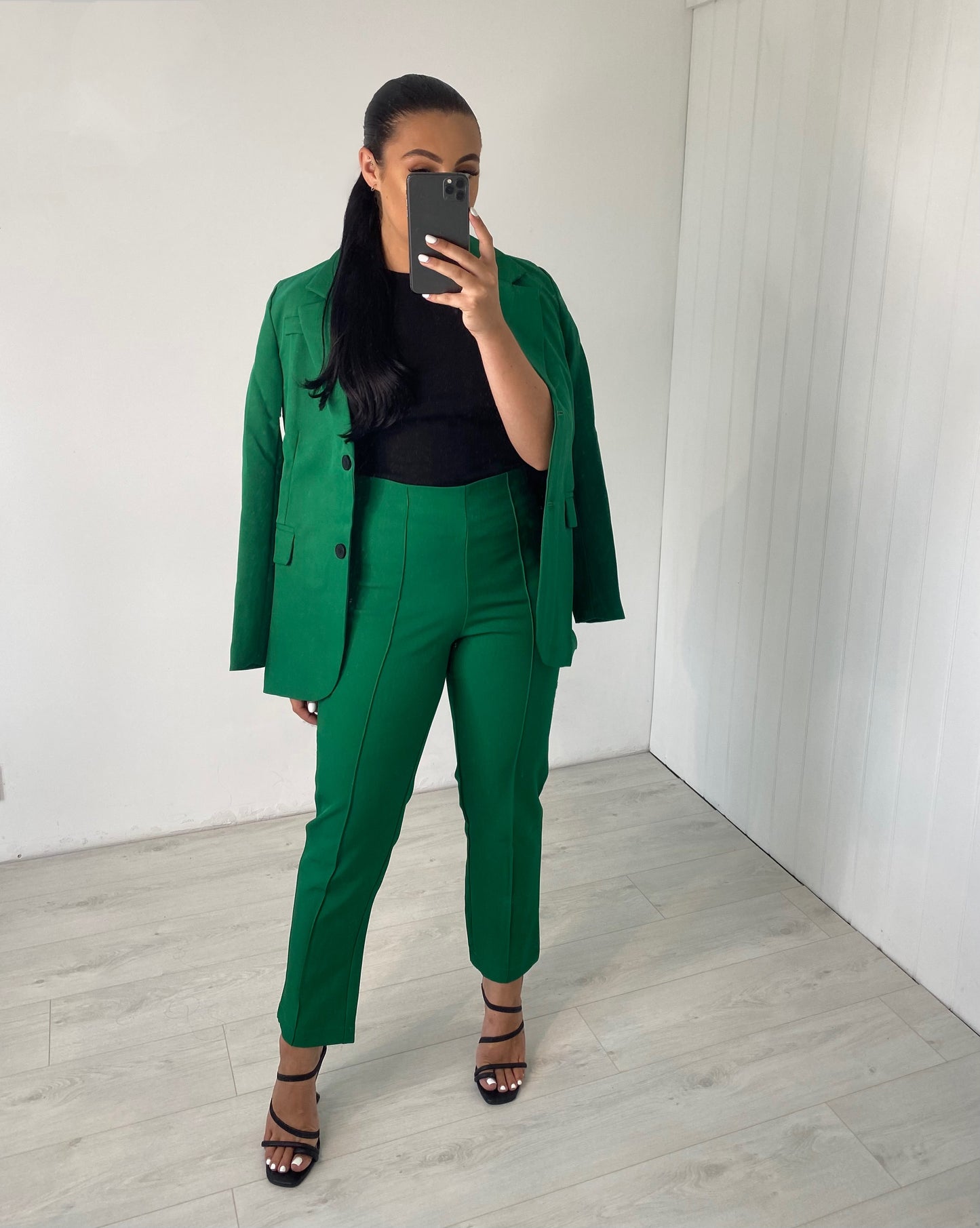 DARK GREEN BLAZER AND CIGARETTE TROUSER CO-ORD