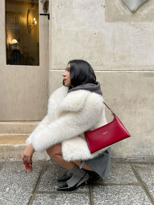 WHITE FAUX FUR COAT