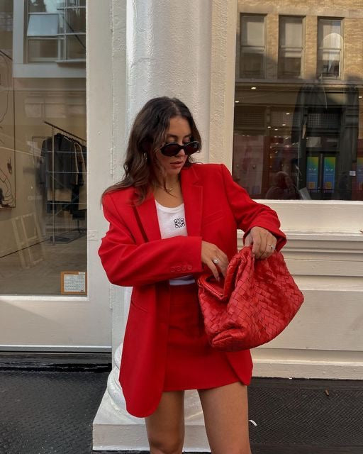 RED BLAZER AND MINI SKIRT CO-ORD