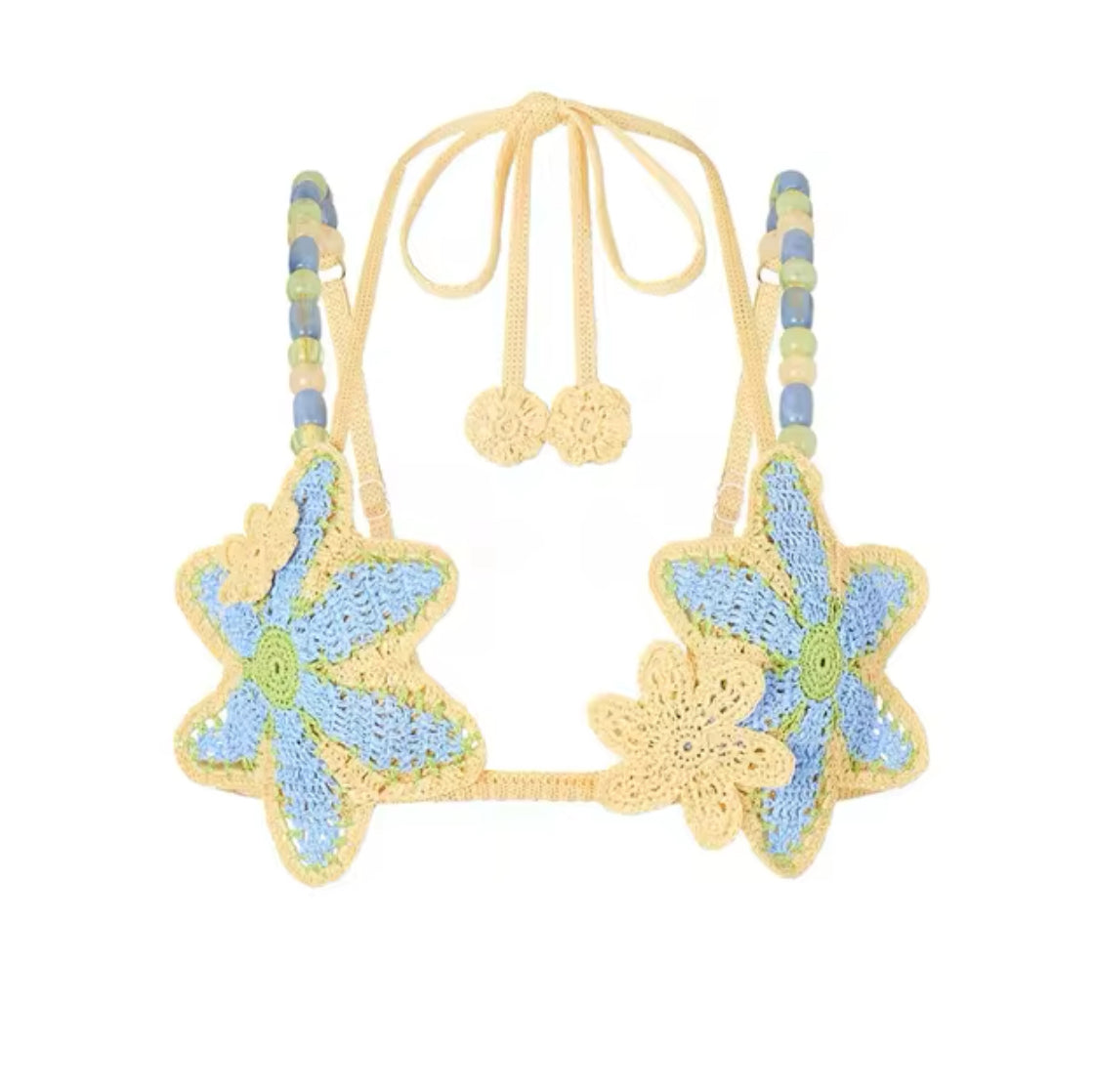 BLUE AND YELLOW CROCHET BRALET AND MAXI SKIRT CO-ORD
