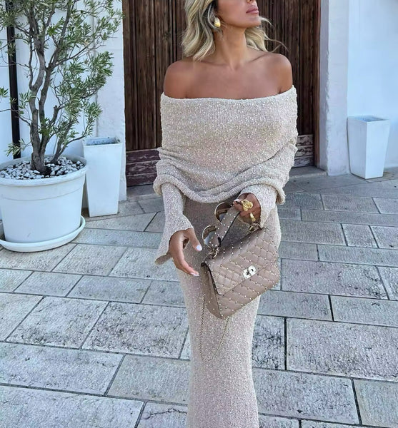 KNIT BARDOT MAXI DRESS