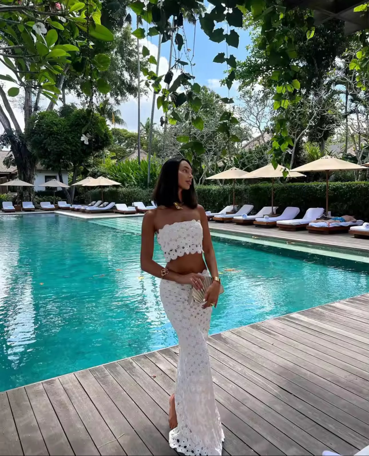 LACE BANDEAU AND MAXI SKIRT CO-ORD