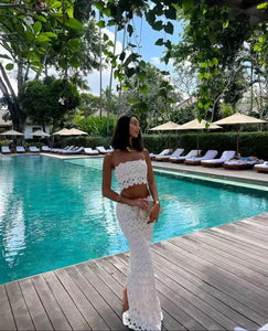 LACE BANDEAU AND MAXI SKIRT CO-ORD