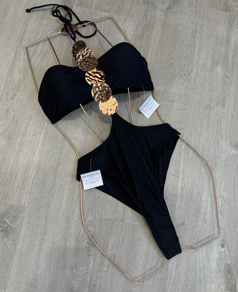 GOLD DISC CUT OUT SWIMSUIT