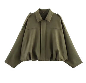 KHAKI COLLARED JACKET AND SHORTS CO-ORD