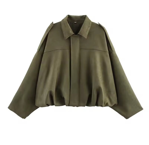 KHAKI COLLARED JACKET AND SHORTS CO-ORD