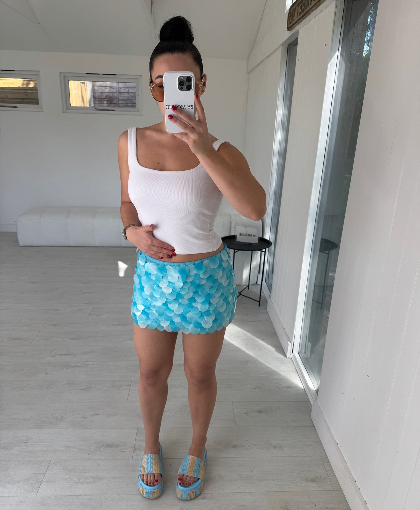 BLUE DISC MINI SKIRT