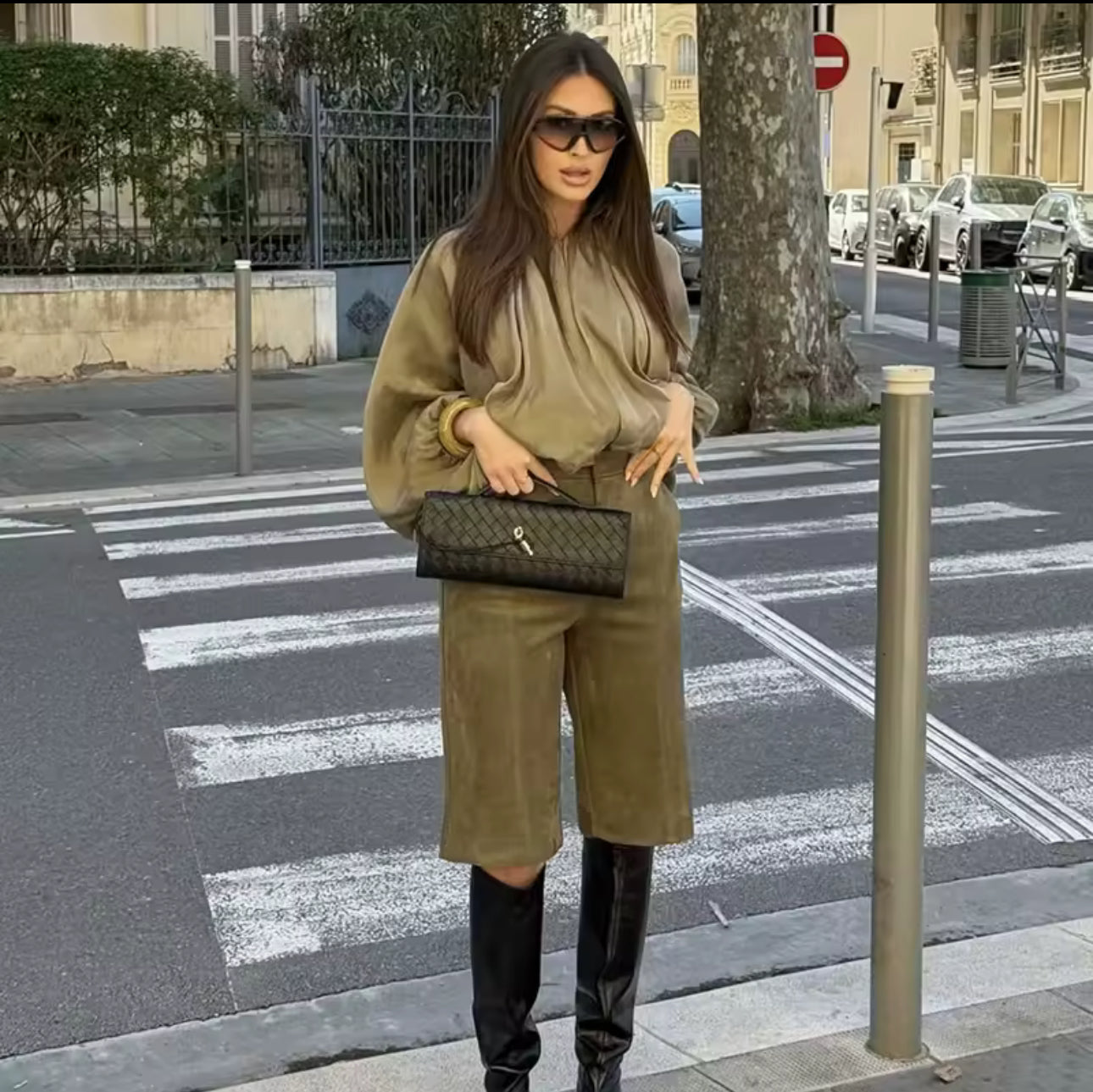 KHAKI VEGAN SUEDE JACKET AND SHORTS CO-ORD