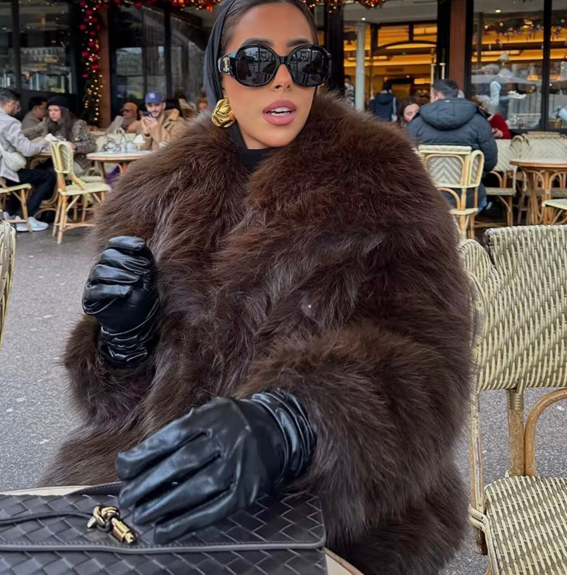 CHOCOLATE BROWN FAUX FUR COAT