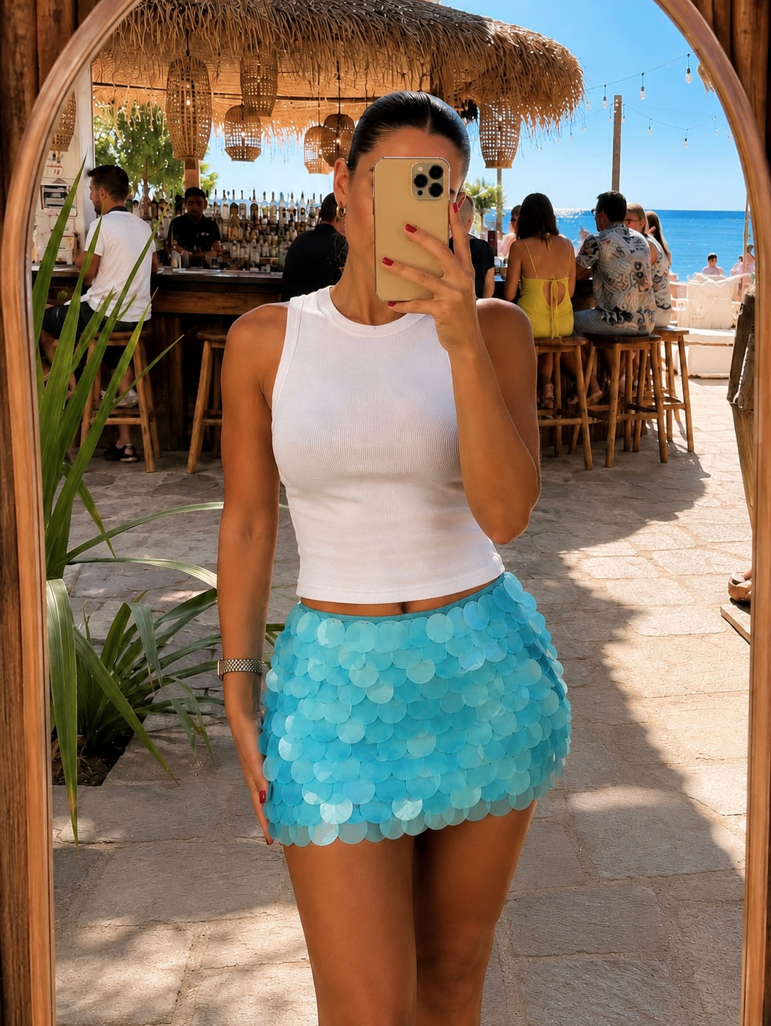 BLUE DISC MINI SKIRT