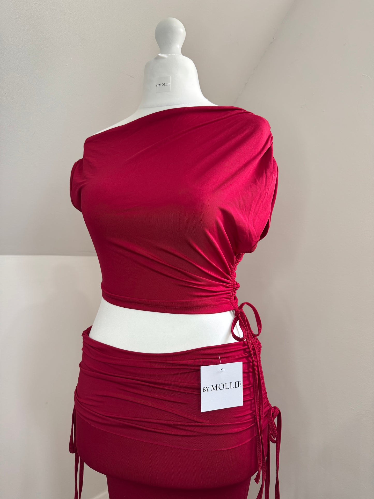 FOLD OVER OFF SHOULDER CROP AND MAXI SKIRT CO-ORD