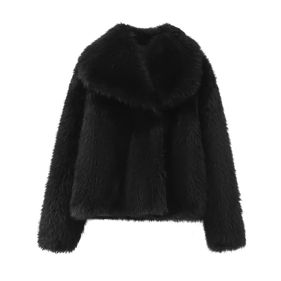 BLACK FAUX FUR COAT