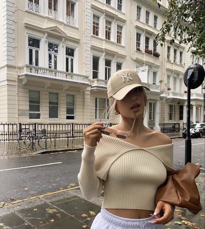SAND BARDOT KNIT LONG SLEEVE TOP