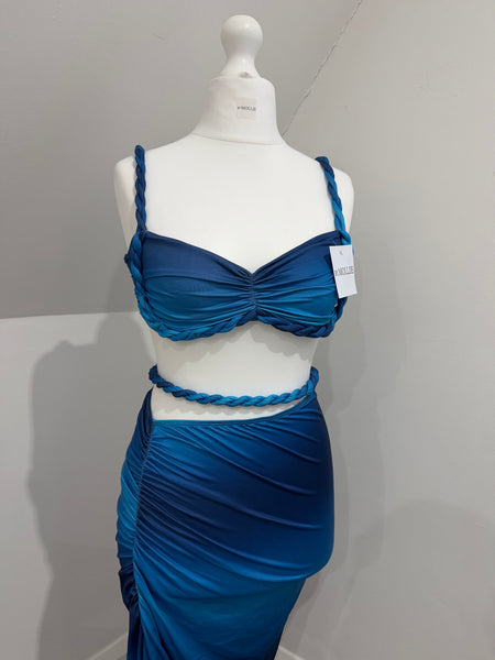 BLUE SWIRL BRAID DETAIL CUT OUT MAXI CO ORD