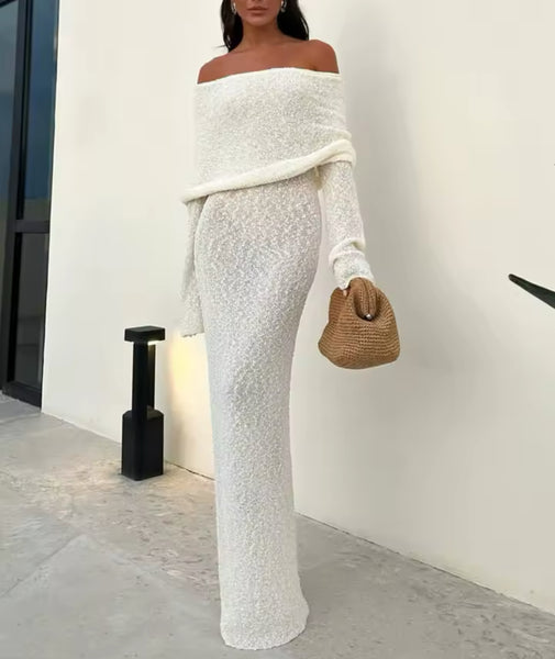 KNIT BARDOT MAXI DRESS