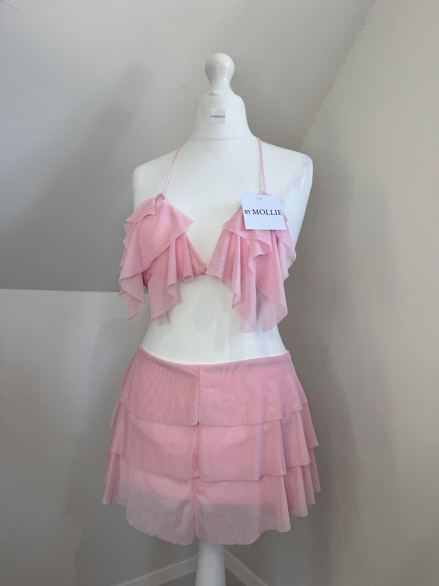PINK FLOATY BRALET KIMONO THREE PIECE CO-ORD