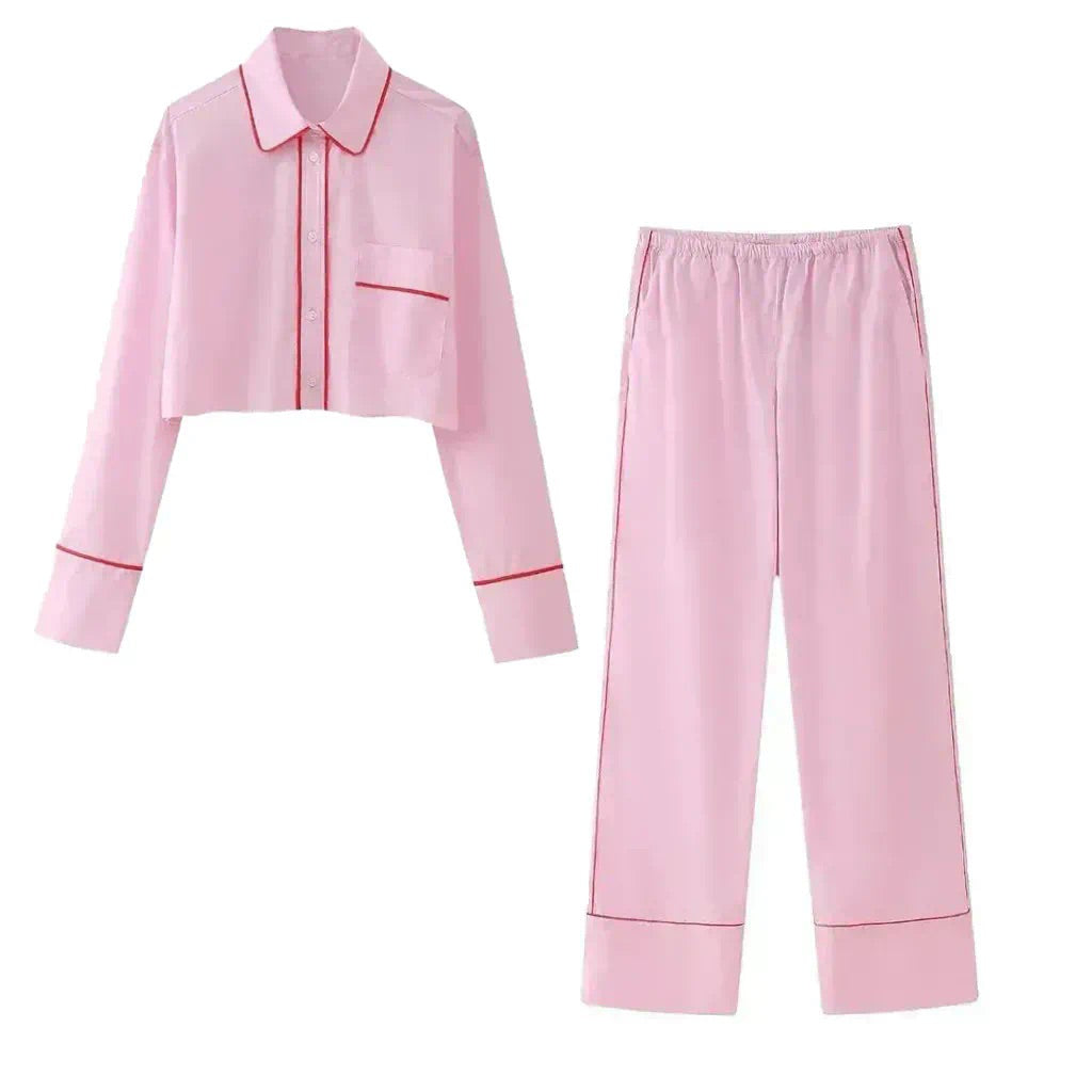 PINK AND RED POPLIN SHIRT AND TROUSER CO-ORD