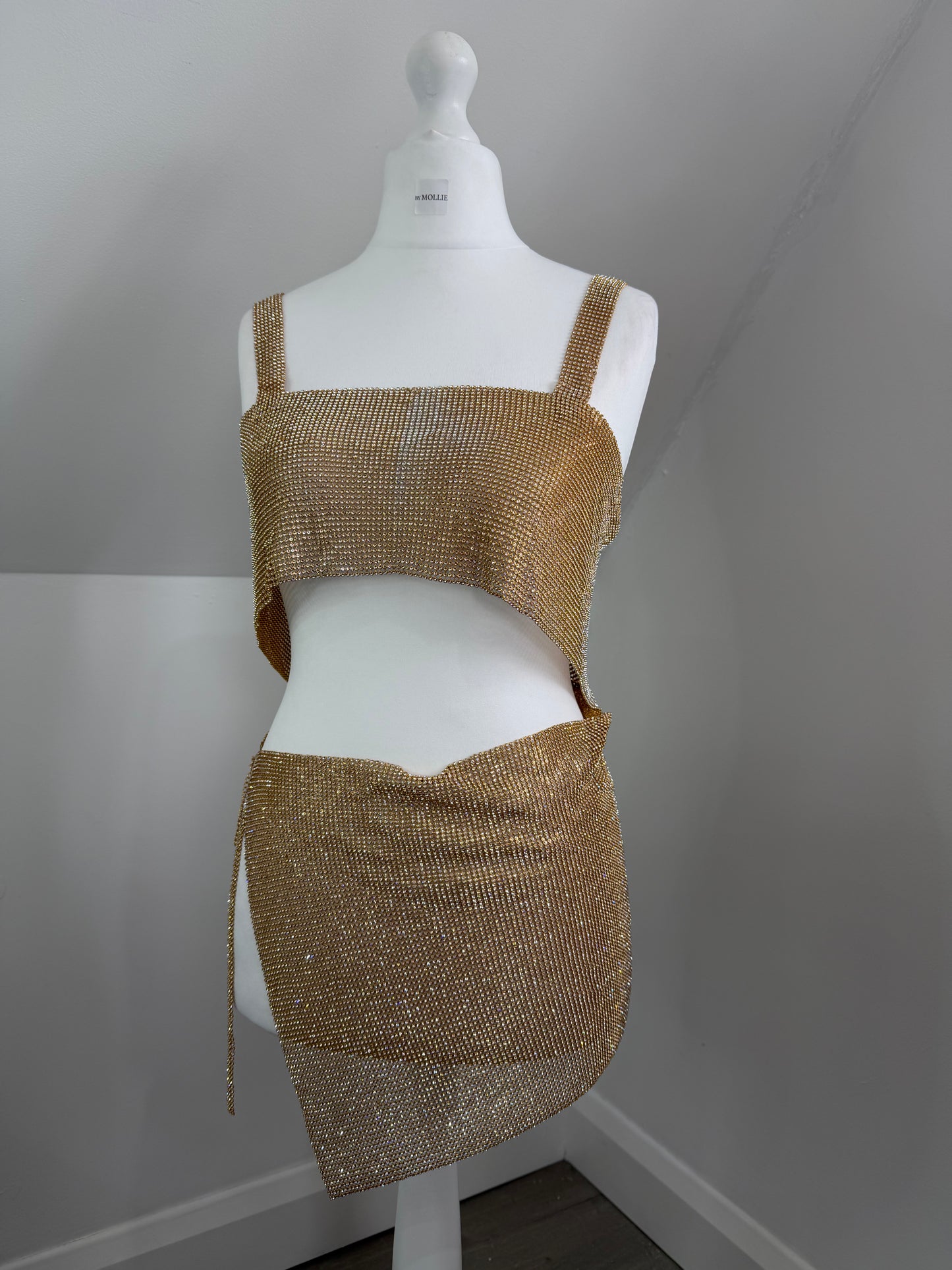 DIAMANTÉ DETAIL SPLIT SIDE MINI SKIRT