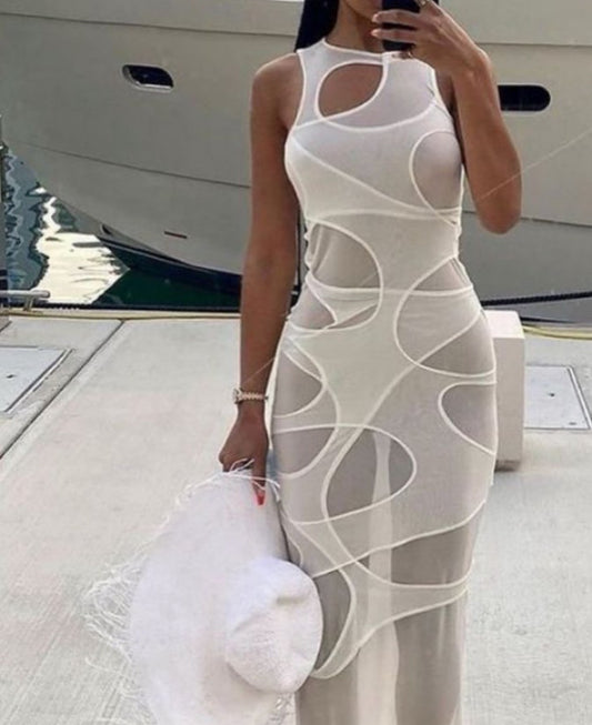 MULTILAYER MESH MIDAXI DRESS