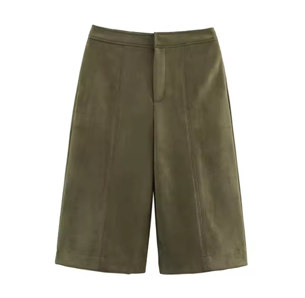 KHAKI COLLARED JACKET AND SHORTS CO-ORD