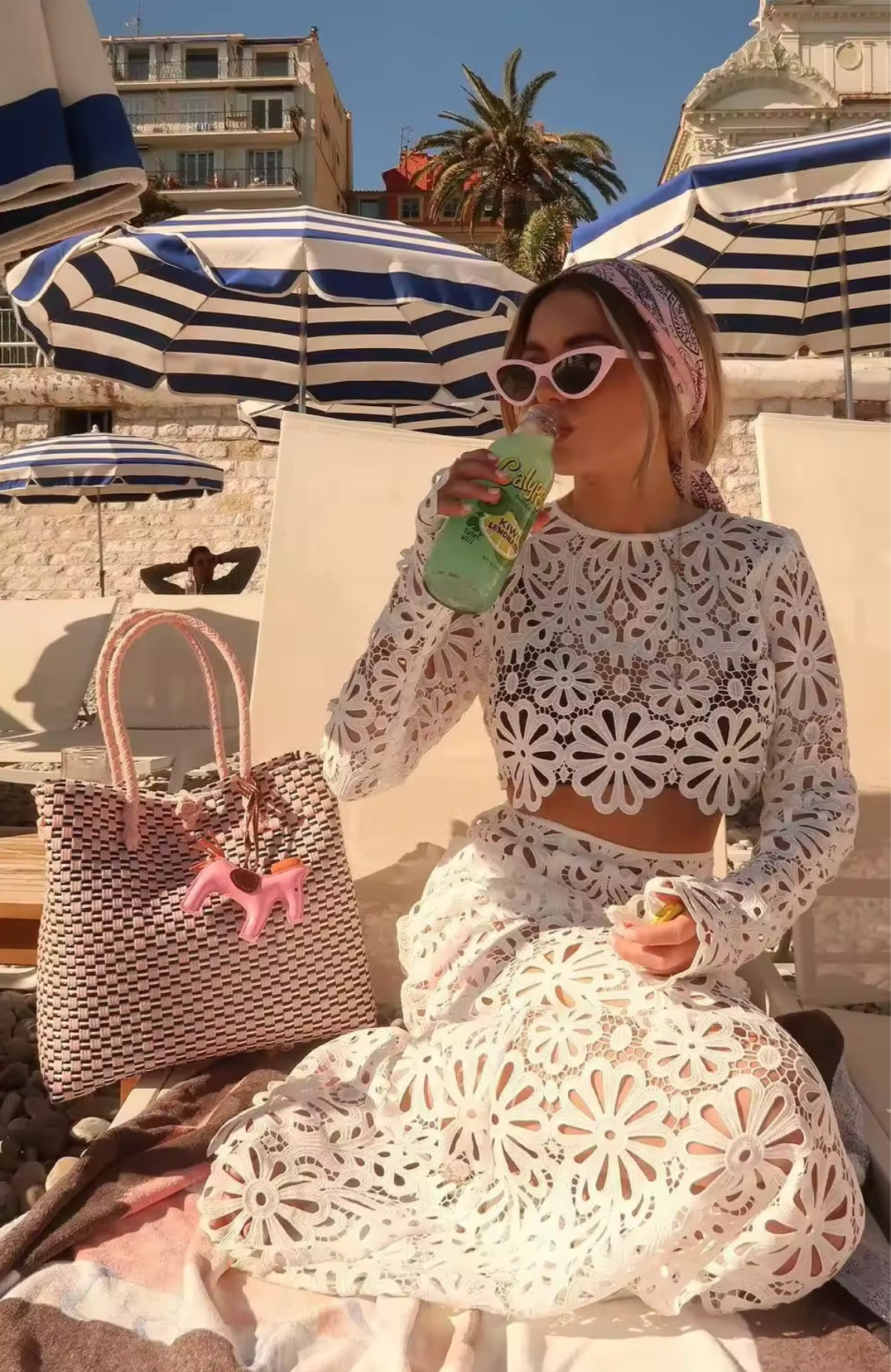 WHITE CUT OUT LONG SLEEVE TOP AND MAXI SKIRT CO-ORD