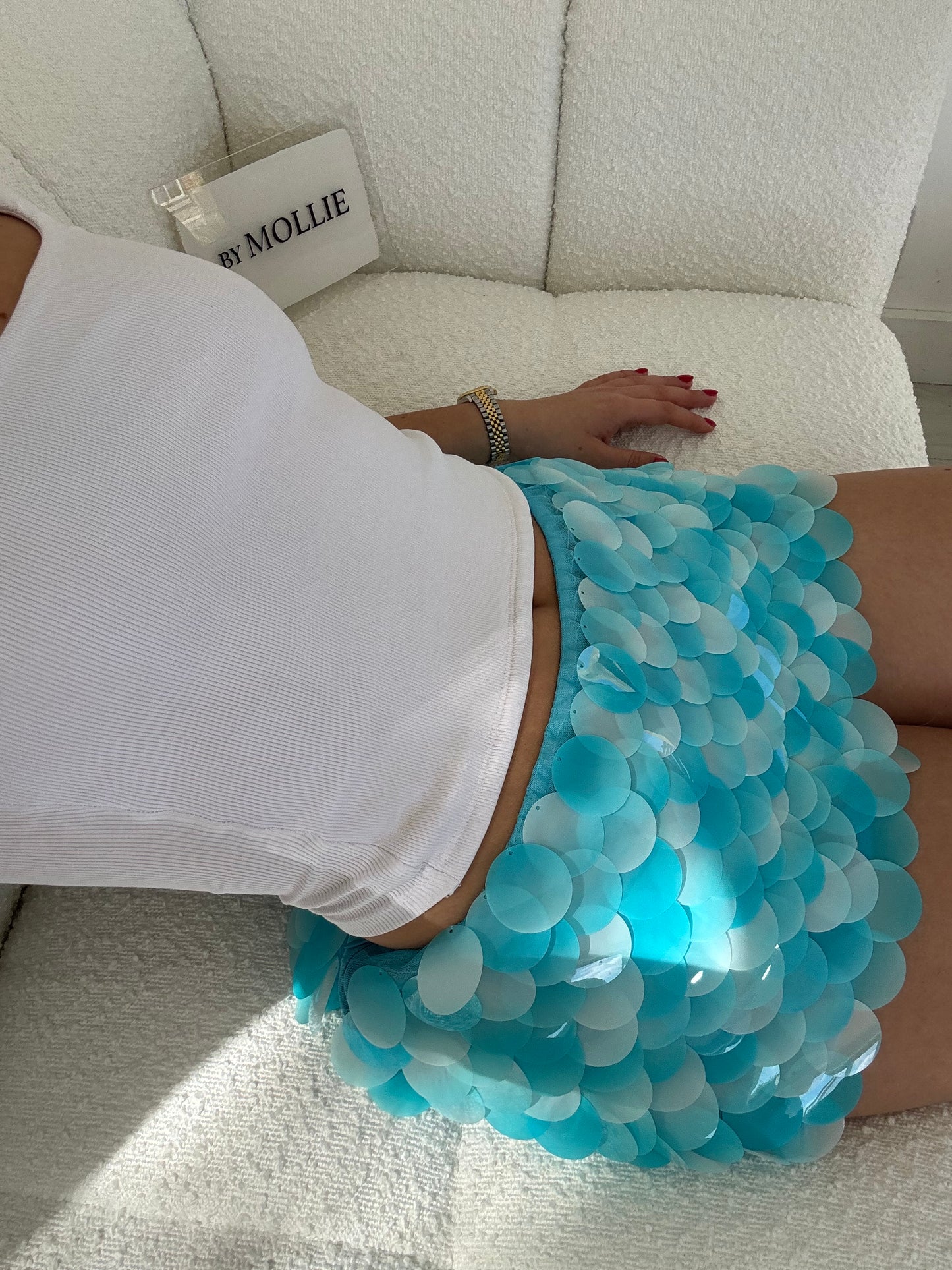 BLUE DISC MINI SKIRT