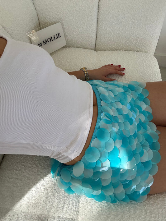 BLUE DISC MINI SKIRT
