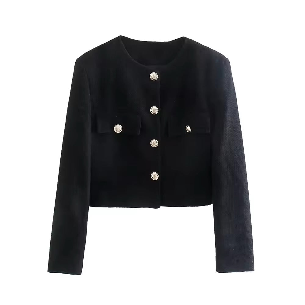 BLACK TWEED CROP BLAZER AND MINI SKORT CO-ORD