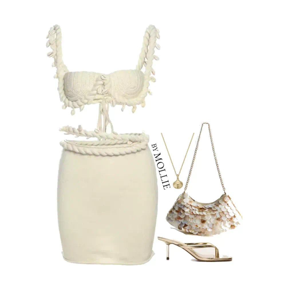 CROCHET SHELL BRALET AND SKIRT CO-ORD