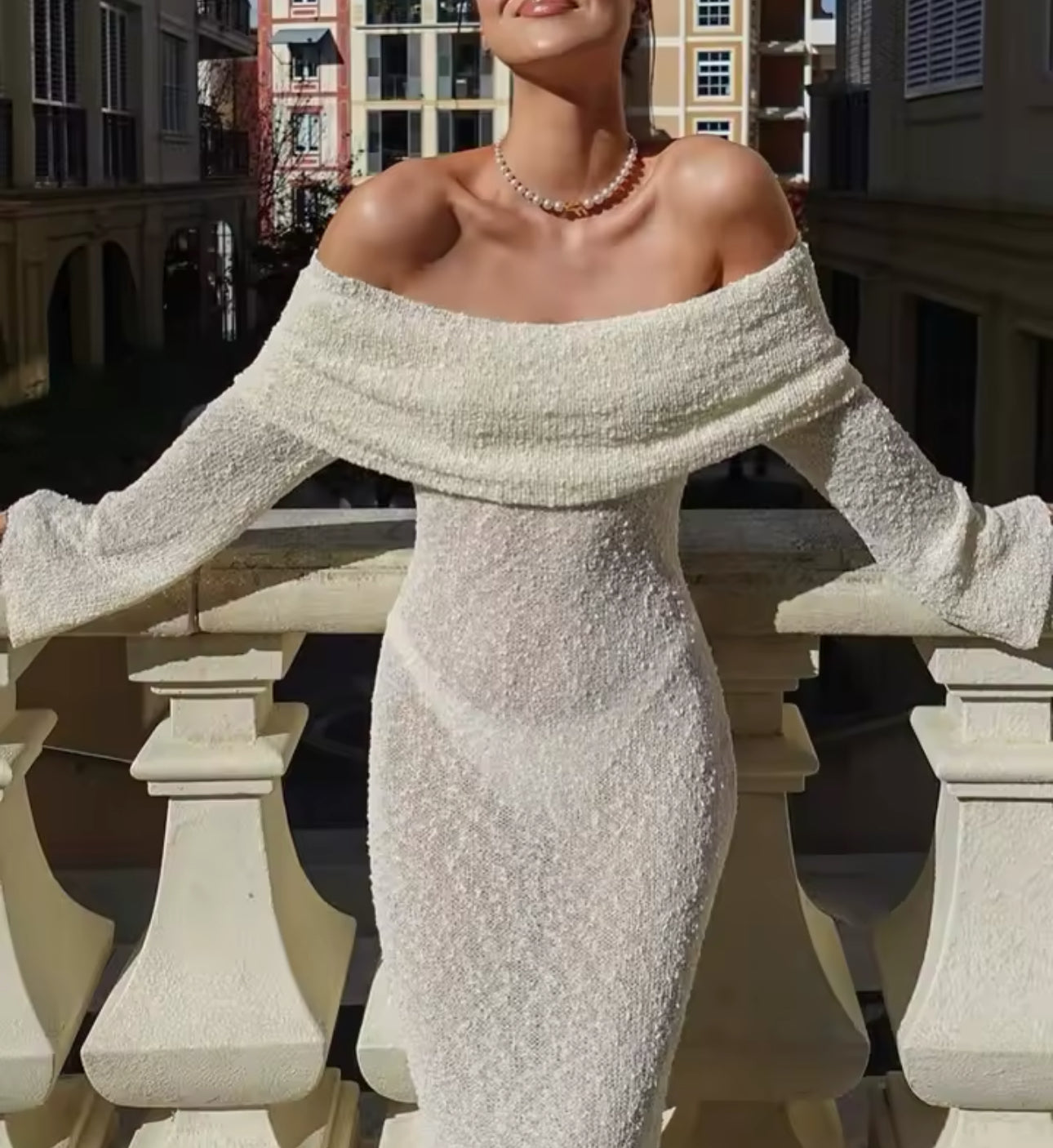 KNIT BARDOT MAXI DRESS