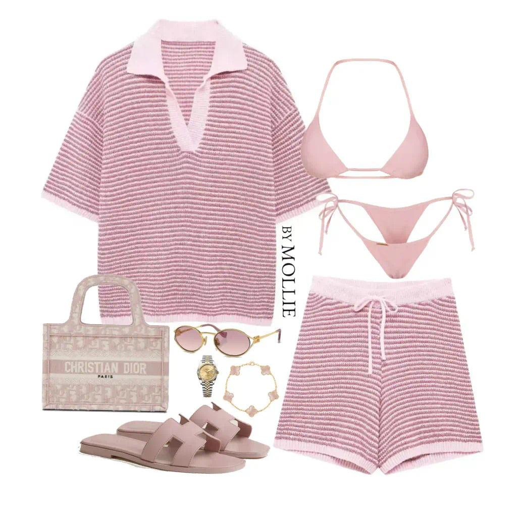 PINK STRIPE SHIRT AND SHORT CO-ORD