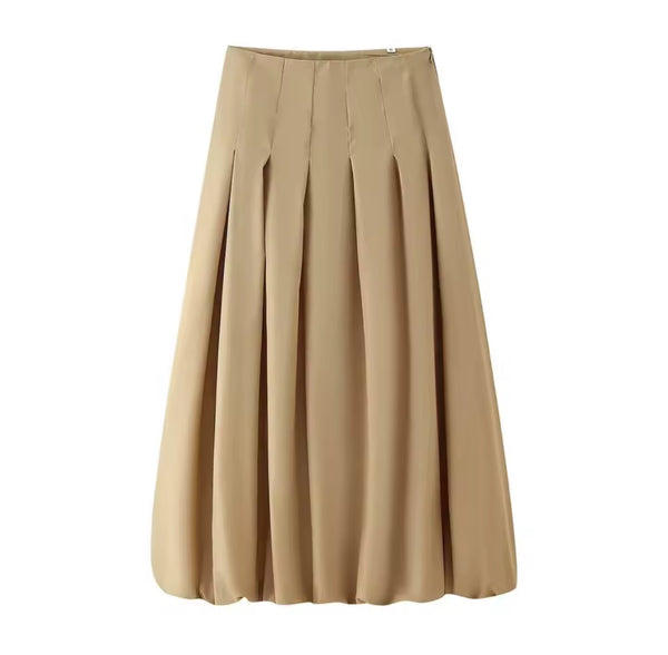 BEIGE COLLARED SHIRT AND MAXI SKIRT CO-ORD