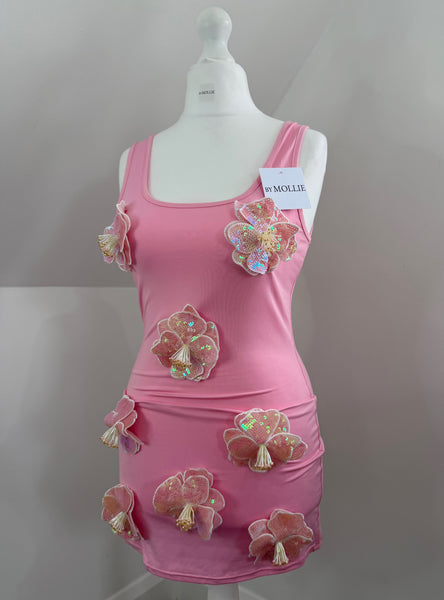 PINK FLOWER MINI DRESS