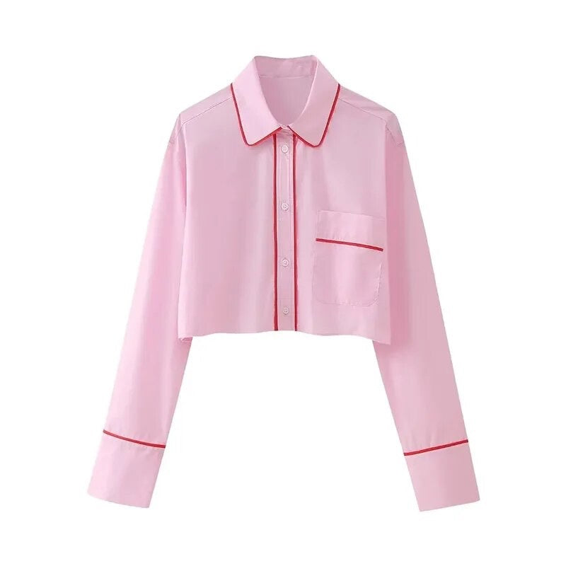 PINK AND RED POPLIN SHIRT AND TROUSER CO-ORD