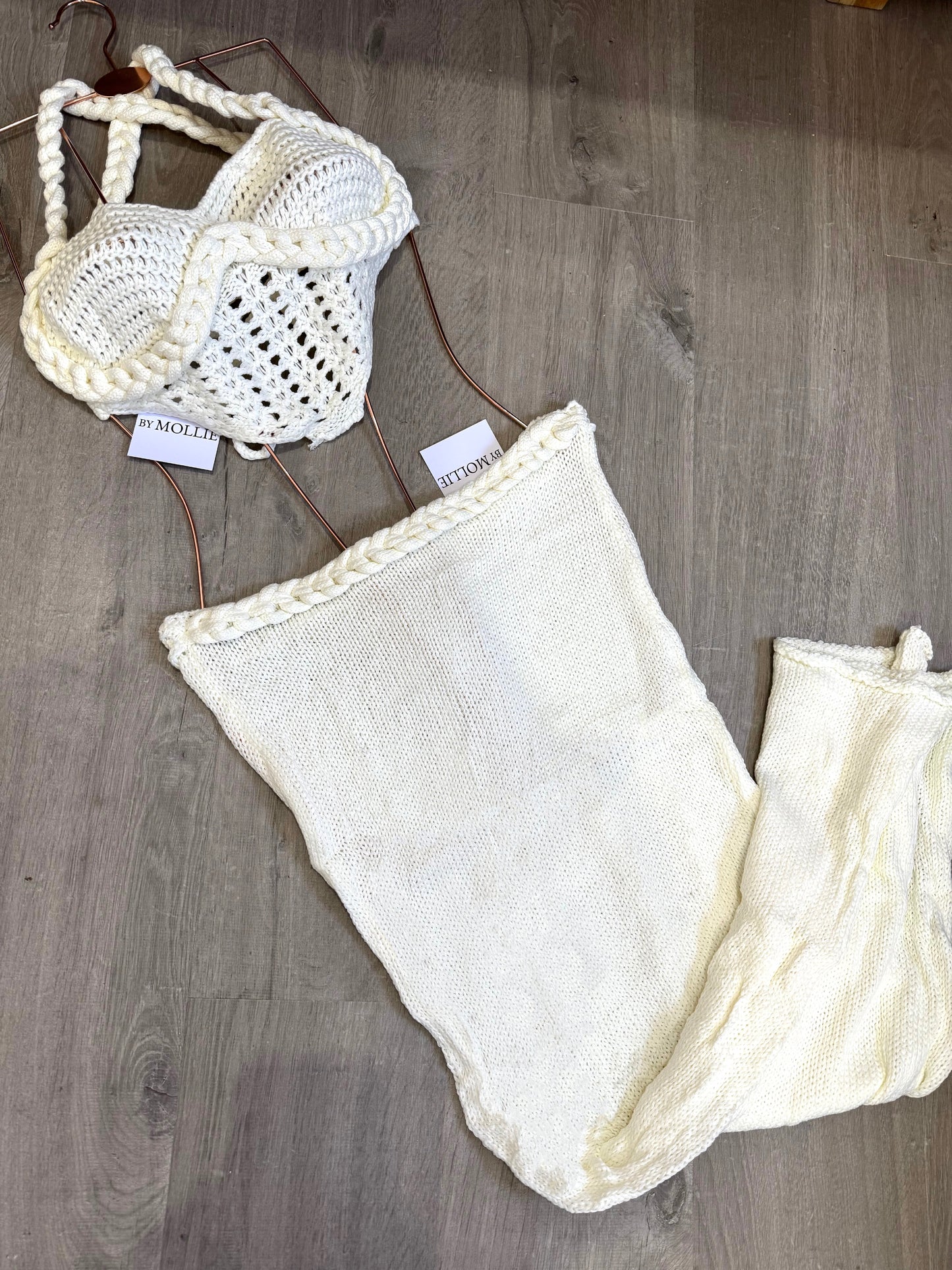 CREAM CROCHET BRALET CORSET AND MAXI SKIRT CO-ORD