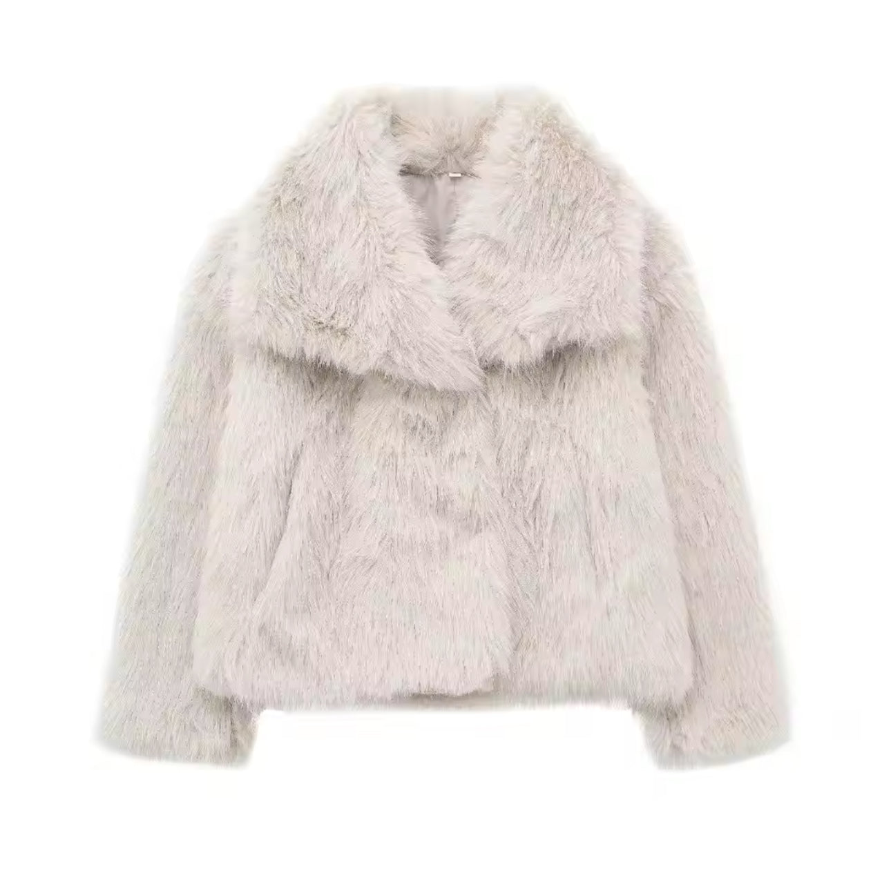 BEIGE FAUX FUR COAT