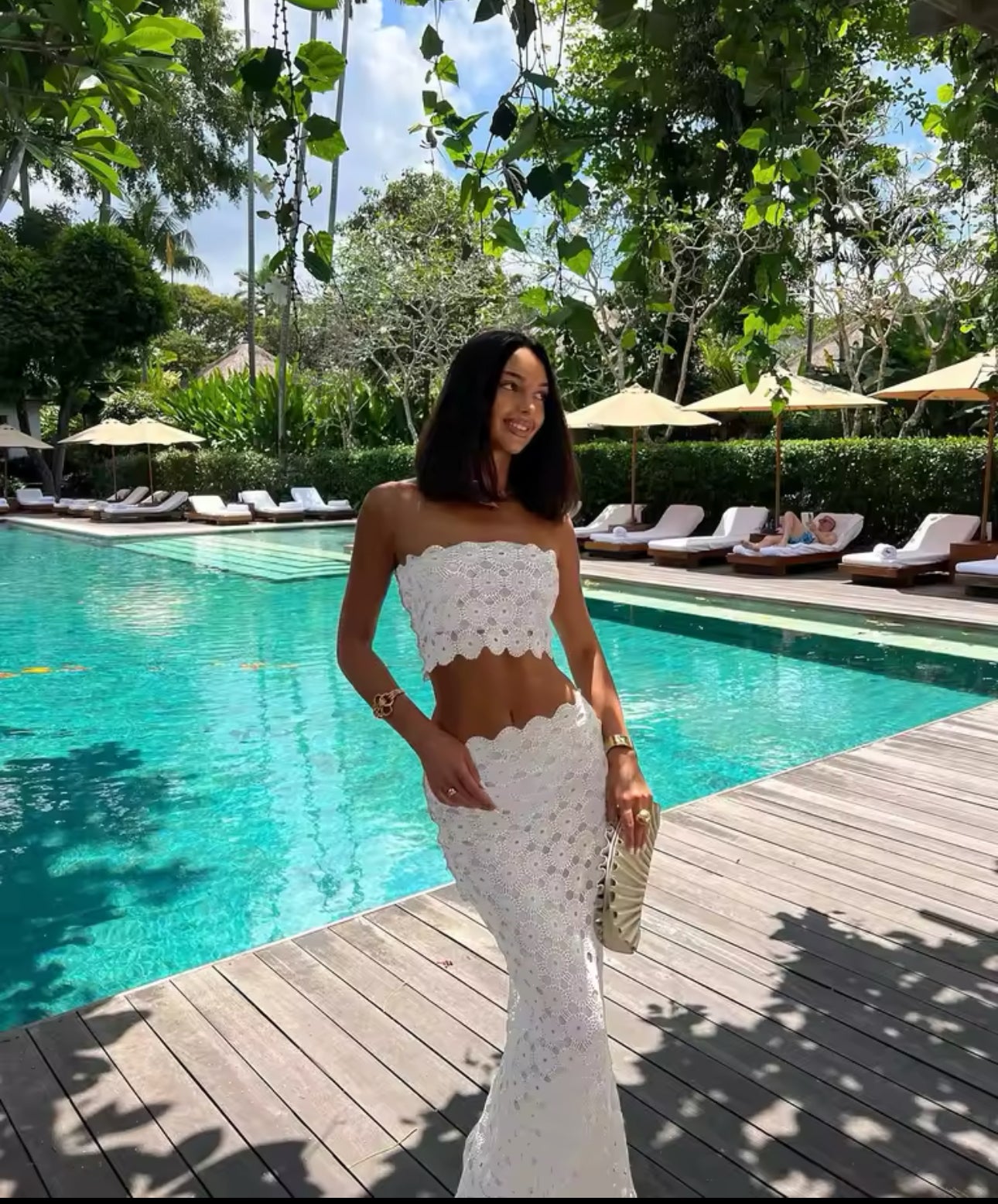 LACE BANDEAU AND MAXI SKIRT CO-ORD