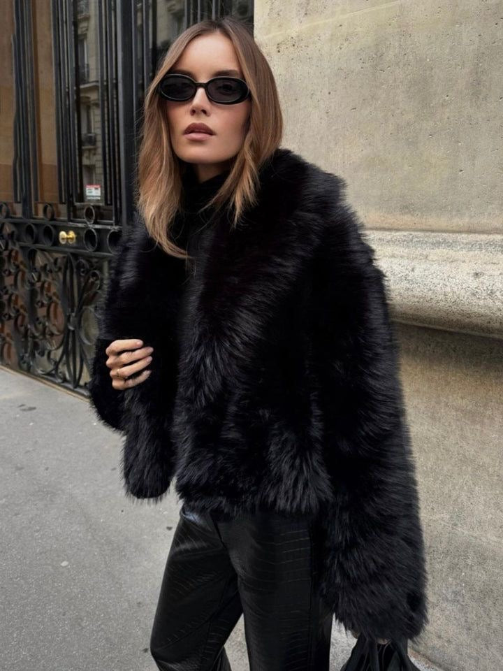 BLACK FAUX FUR COAT