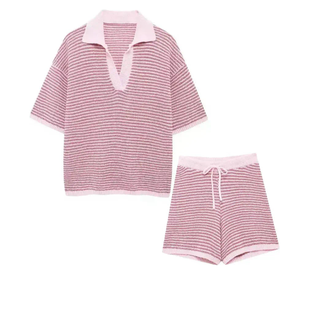 PINK STRIPE SHIRT AND SHORT CO-ORD